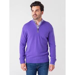 Greyson Sebonack Wool Cashmere Quarter-Zip Golf Sweater Purple Men's Size Large
